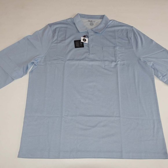 Kenneth Cole Men's Slim Fit Jersey Polo Shirt Size 3XLT NWT Long Sleeves Blue - Picture 2 of 7